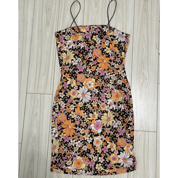 Derek Heart Fall Colors Floral Bodycon Dress - M - Picture 3 of 3